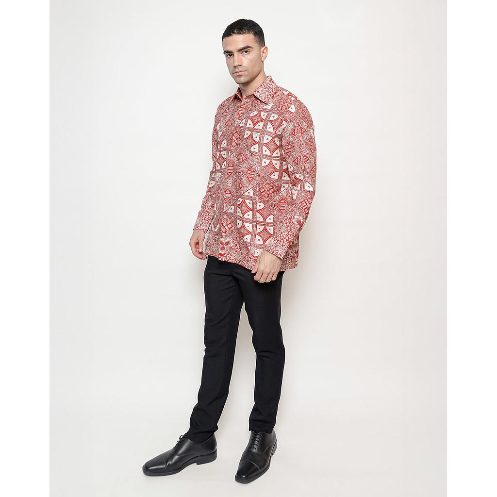 Hand-Drawn Batik Shirt With Tambal Kartu Pattern