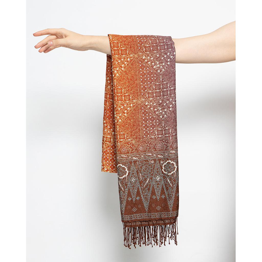 Shawl Batik Stamped Hand Loom Silk