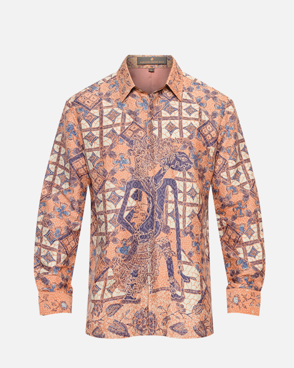 Hand-Drawn Batik Shirt With Bisma Latar Tambal Kartu Kawung Pattern