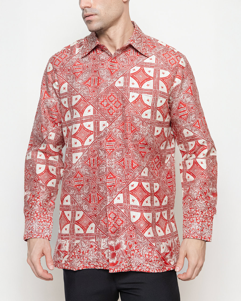Hand-Drawn Batik Shirt With Tambal Kartu Pattern